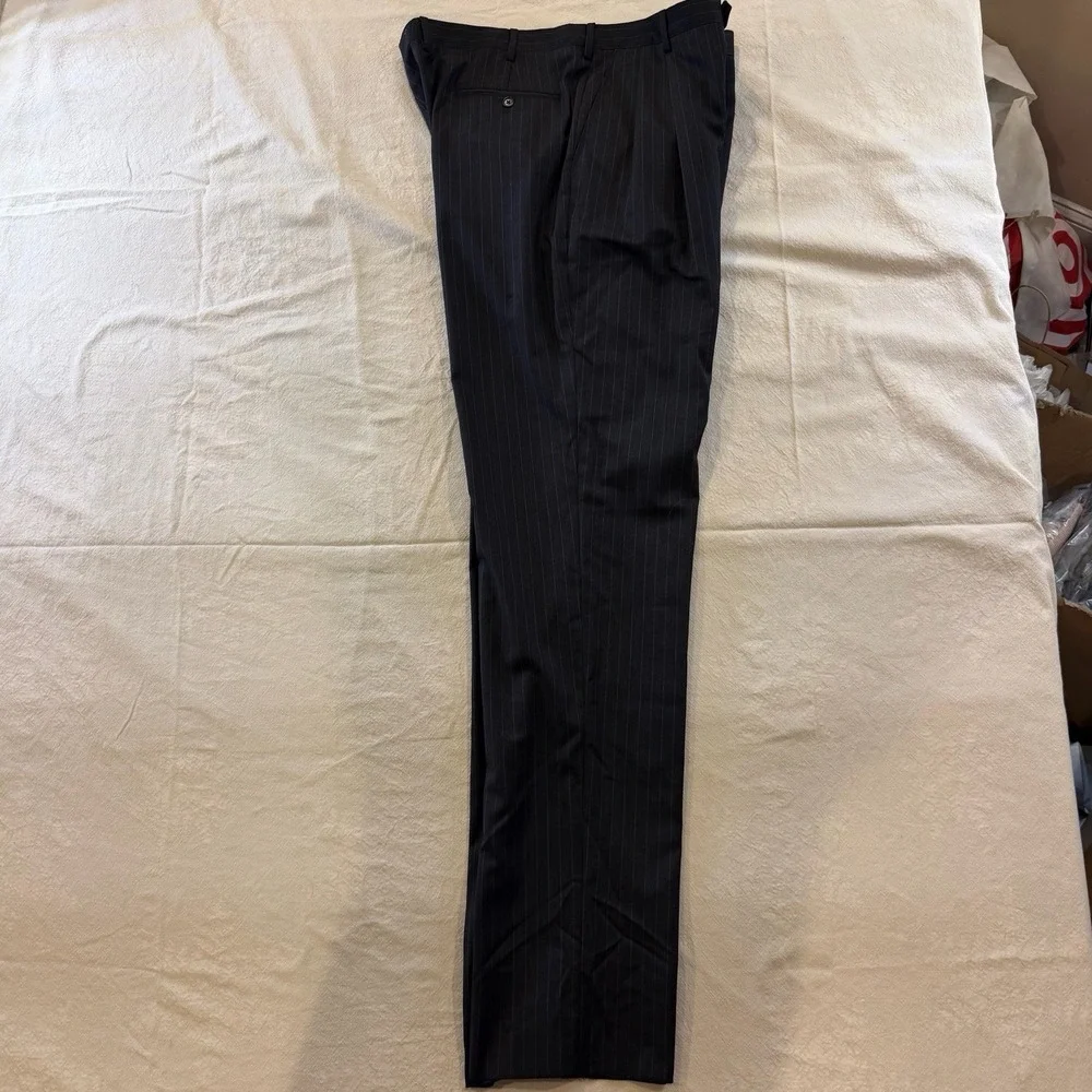 Brooks Brothers 1818 Madison Wool Dress Pants Mens 42x39 Pleated Pinstripe Italy